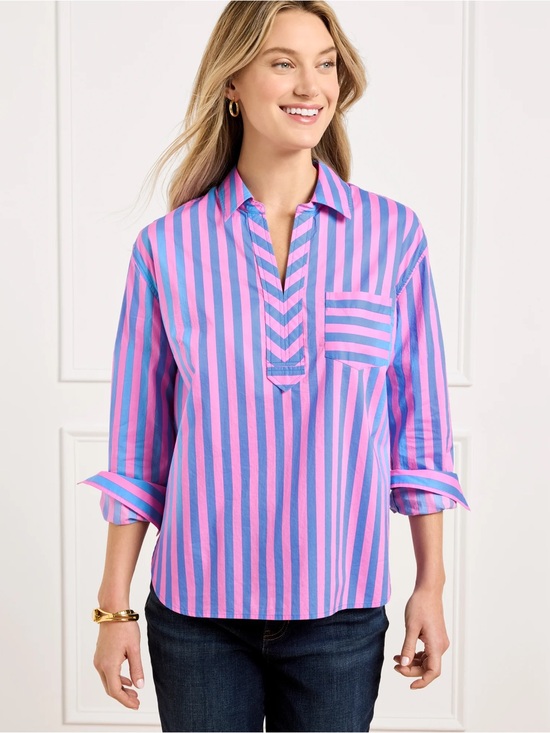 Talbots Tops - Talbots Garden Striped Popover Blouse